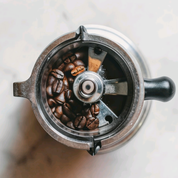 Coffee rotary grinder top view