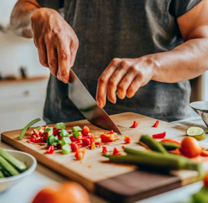 How do you funnel food off a cutting board?